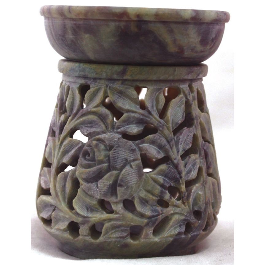 Soapstone Floral Rose Aroma Lamp