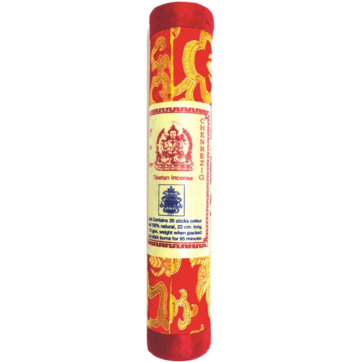 Tibetan - Chenrezig, Red Brocade Tube